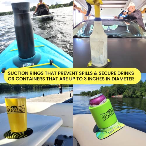 Lil Sucker Slogan Suction Ring Cup Holders, 4 Pack, Drink Secure Coasters, Non-Tipping, Anti-Spill Beverage Companions, Ideal For Sup's Boats Trucks Rvs Atv's Vans Outdoor & Home #TOP2
