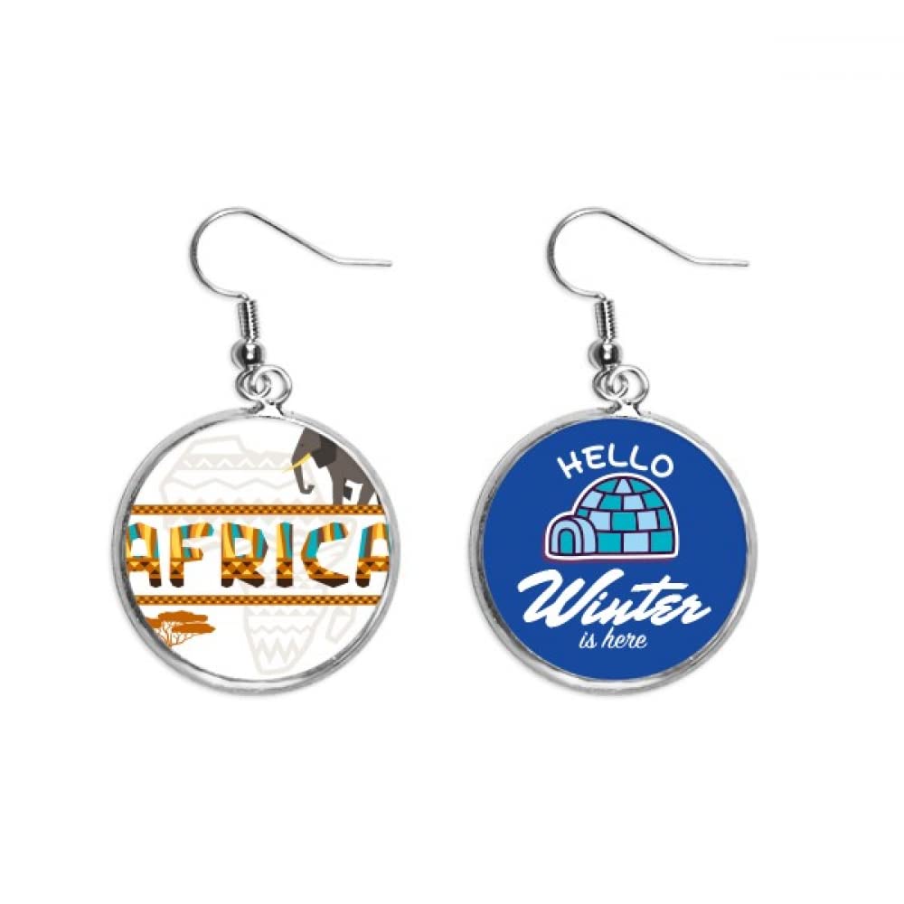 Pendientes de gota con mapa de elefante africano joya de invierno 5