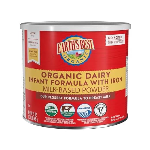 Earth's Best Organic Baby Formula for Babies 0-12 Months, Powdered Dairy Infant Formula with Iron, Omega-3 DHA, and Omega-6 ARA, 21 oz Formula Container