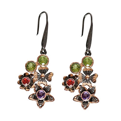 Boucles d'oreilles cornaline améthyste argent 925 anti-ternissement