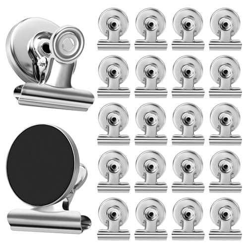 VNDUEEY 20 Pack Fridge Magnets Refrigerator Magnets Strong Magnetic Clips Heavy Duty Magnet Clips for Whiteboard Magnets for Fridge Locker Office Accessories (Silver)