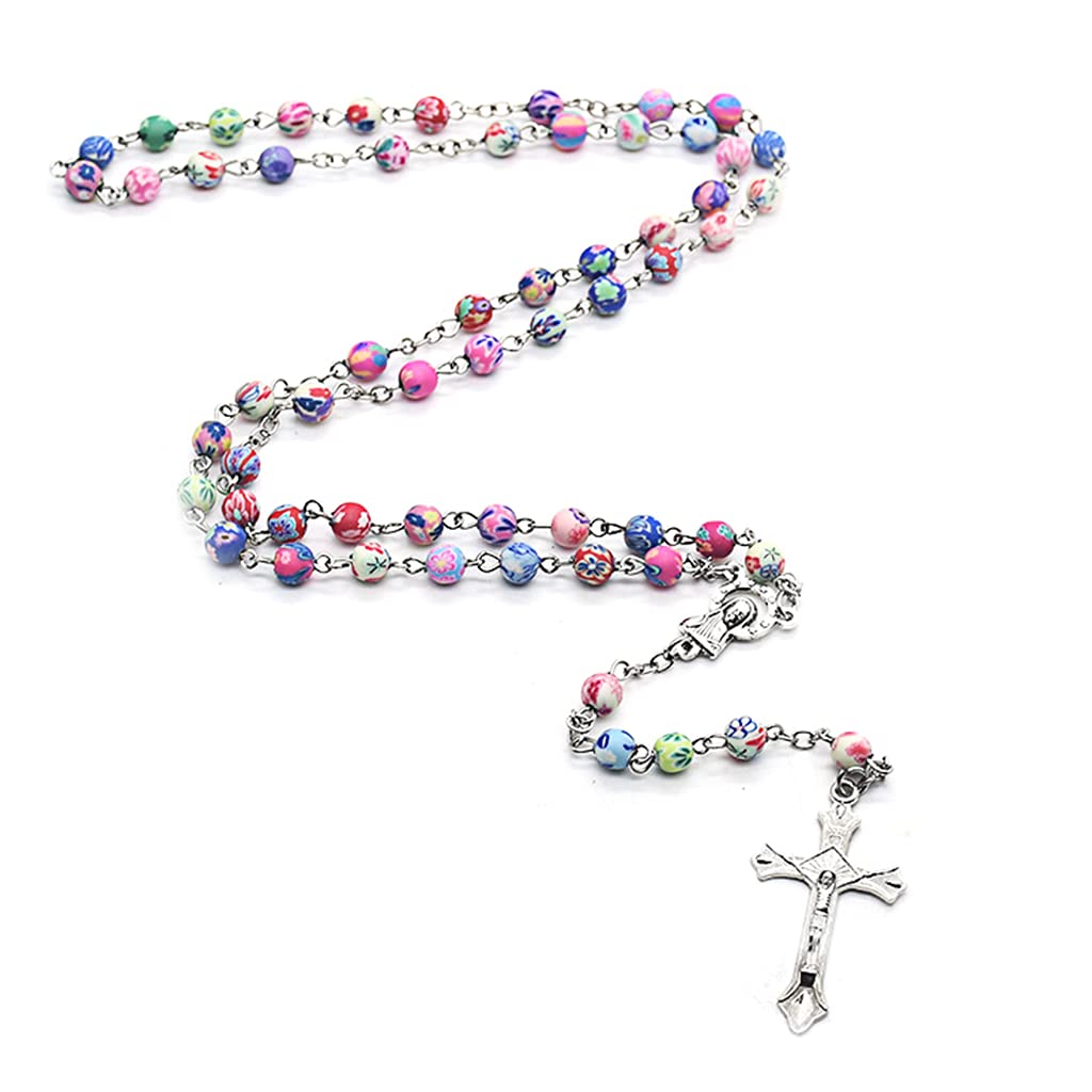 Uitndvyte 6mm Round Ceramic Beads Rosary Necklace For Cross Catholic Necklace Rosary For Women