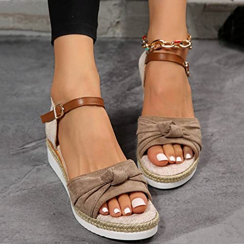 Orthopedic Platform Wedge Sandals for Women Summer Dressy 2025 Flat Open Toe Ankle Strap Espadrilles Casual Non Slip on Beach Boho Comfortable Outdoor Shoes3