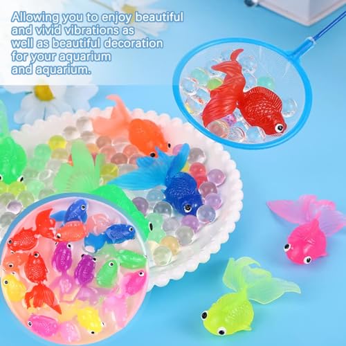 Künstliche Fische Schwimmende Dekorationen, 30 Stück Kleine Gefälschte Fische, Weiche Gummi Goldfische Spielzeuge, Aquarium Ornament, für Katzenspielzeug Aquarium Dekoration, Mehrfarbig