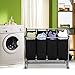 Laundry Sorter Cart 4-Bag Classics Rolling Laundry Hamper, Sturdy Frame with 60KG Weight Capacity, Black