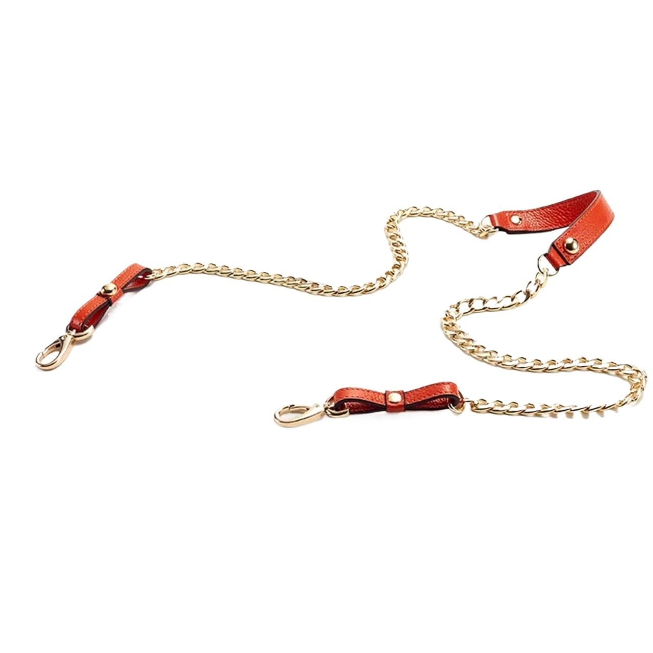 YUSUZH 1PCS 120CM Shoulder Bag Chain Aluminum with Leather Clasp Parts Buckle for Small Bag(Orange)