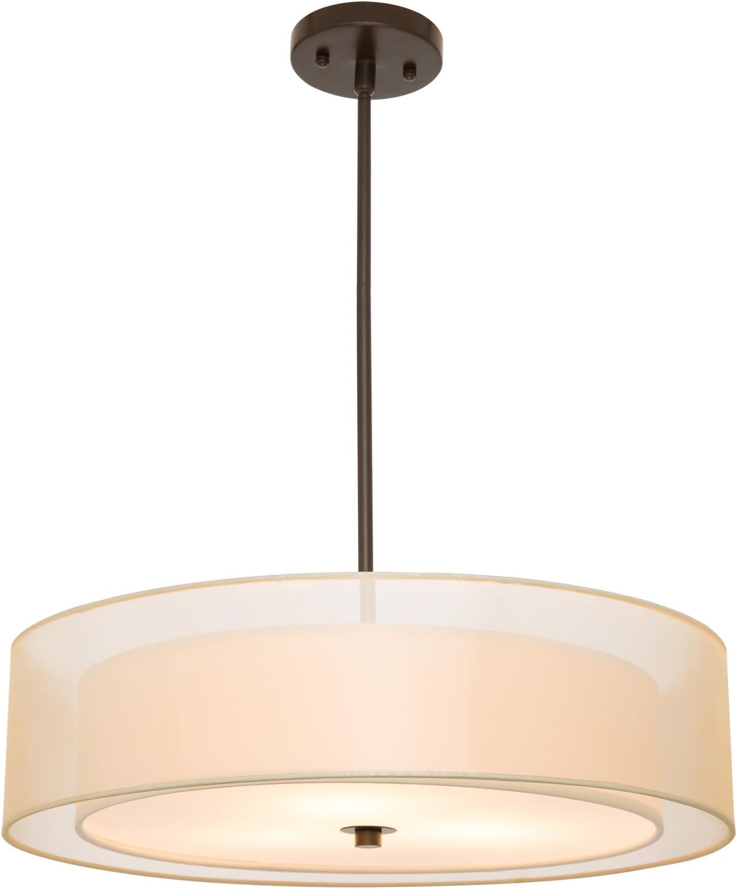 3 Light Double Drum Pendant Light
