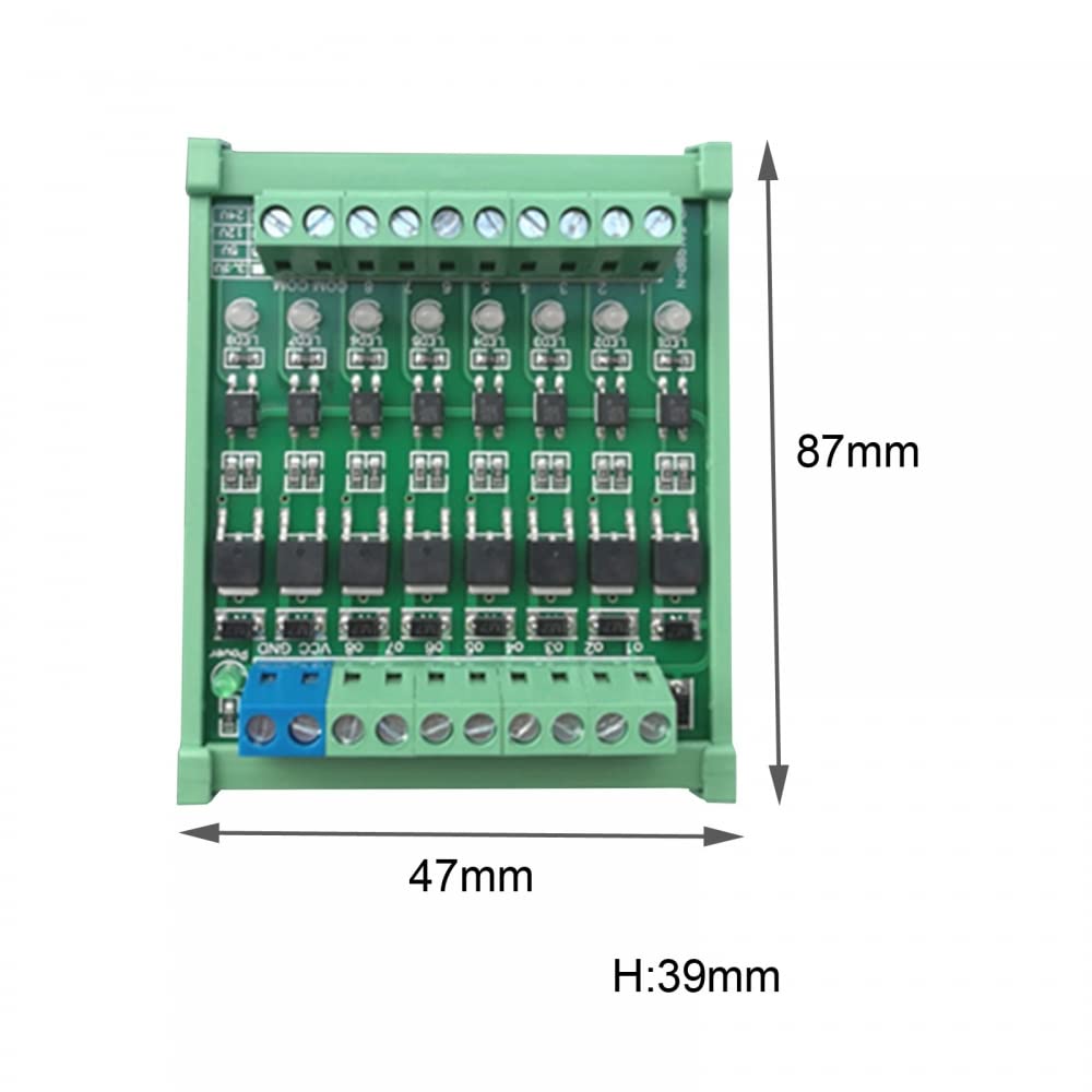 Verstärkerplatine, 8-Kanal MOS-FET Modul, SPS Verstärkerplatine Treibermodul Optokoppler-Isolation DC-Verstärkung