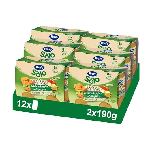Hero Baby - Recetas Caseras, Tarritos de Potaje de Alubias y Verduras, Sin Sal Añadida, Sin Almidón, Sin Aceite de Palma, Ingredientes 100% Naturales, 6 Packs de 2x190g