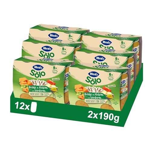 Hero Baby - Recetas Caseras, Tarritos de Potaje de Alubias y Verduras, Sin Sal Añadida, Sin Almidón, Sin Aceite de Palma, Ingredientes 100% Naturales, 6 Packs de 2x190g
