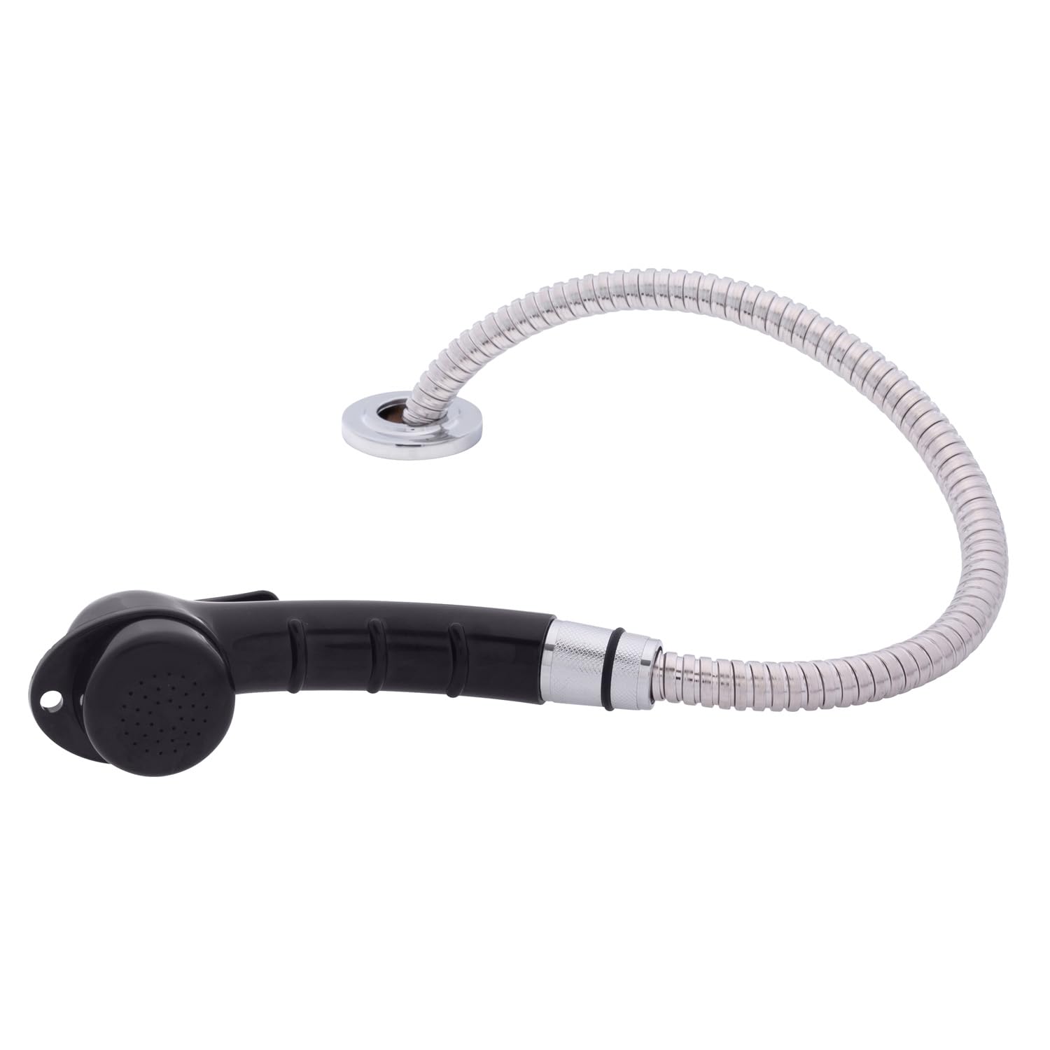 Ambassador Marine Deck-Mount Sprayer- Small Black Sprayer, 6' Stainless Steel Hose, Low Profile Holder - 134-0023-KP-W