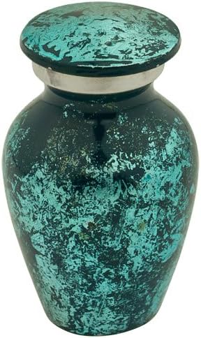 Blue Shimmer Keepsake Cremation Urn for Ashes, Aluminum, Blue Urn, Keepsake Sized Cremation Urn, 3 Inches High