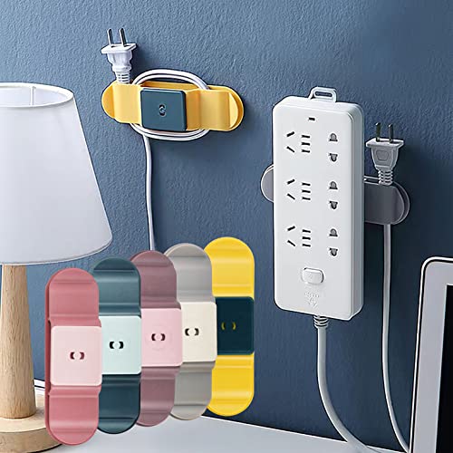 Organizador de Cable y Regletas de Enchufes, Soporte Cables, Autoadhesivo de Silicona Extrafuerte Reutilizable, Abrazaderas para Sujetar, Ocultar y Organizar Cables y Regletas Cover