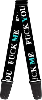 Buckle-Down Guitar Strap - FUCK YOU/FUCK ME Black/White/Blue - 2