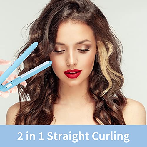 Mini plancha rizadora 2 en 1 para cabello corto azul miniatura 2