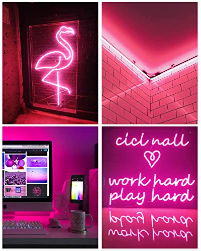 Image of ALITOVE Pink Neon Lights Strip for Custom Neon Signs 16.4ft Rope Light 5M 600 LEDs 12V DC Waterproof for Bedroom Bar Gaming Room DIY Wall Decor with DIY Accessories 【No Power Adapter & Controller】