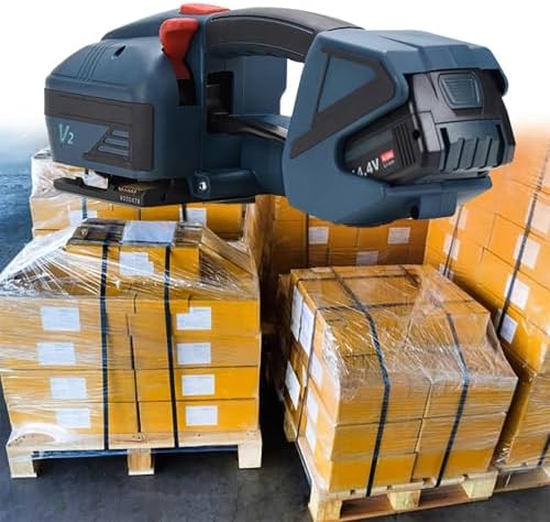 Automatic Electric Strapping Machine with Display Screen - Industrial Banding Tensioner for 1/2-5/8in PP/PET Straps, Heavy-Duty Packaging Tool for Efficient Securing