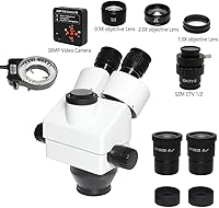 Vista 3 de Kit de accesorios para microscopios 3.5X-90X Soporte de brazo doble Simul Focal Trinocular Estéreo Microscopio 38MP H_D Digital USB Microscopio