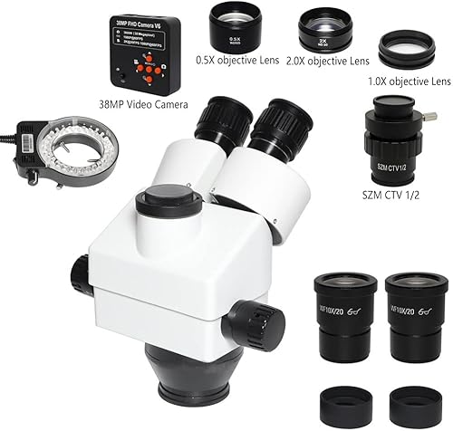 Miniatura 3 de Kit de accesorios para microscopios 3.5X-90X Soporte de brazo doble Simul Focal Trinocular Estéreo Microscopio 38MP H_D Digital USB Microscopio