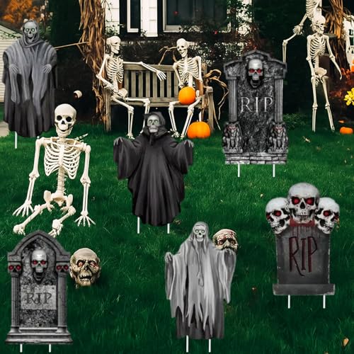 6 Stück Halloween Grabstein Deko,Schaumstoff RIP Grabsteine,Outdoor Grabsteine für den Garten,Hof-Requisiten,Halloween Deko Outdoor,für Party,Spukhaus,Friedhof,Rasen im Freien,Draußen