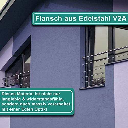 PRIOstahl Wandflansch Flansch Rohrflansch Bodenflansch Steckfitting Handlaufhalter x 1 Stück 33,7mm aus Edelstahl V2A für Rundrohr Rohr Geländer Treppengeländer zur Befestigung an Wand Boden