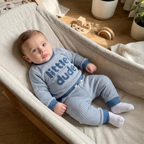Image of VISGOGO Baby Boy Clothes Toddler Fall Winter Outfit Sweater Toddler Boy Striped Clothes 6 12 18 Months 2 3T 4T Pant Set