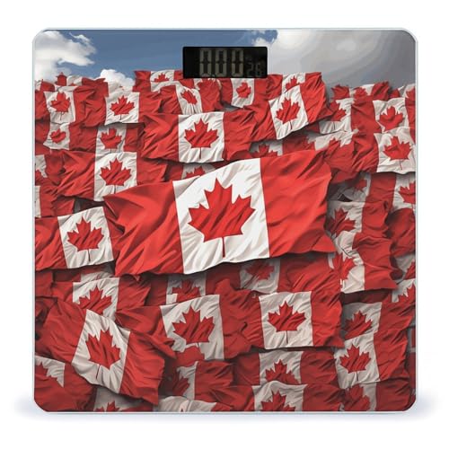 Báscula digital baño bandera Canadá vidrio templado miniatura 1