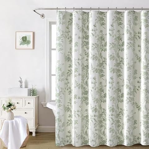 Awellife Sage Green Shower Curtain Cover