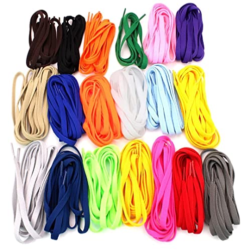 Flat Shoelaces 5/16" Wide Solid Colors Several Lengths For Sneakers And Shoes (Light Blue-54) #TOP5