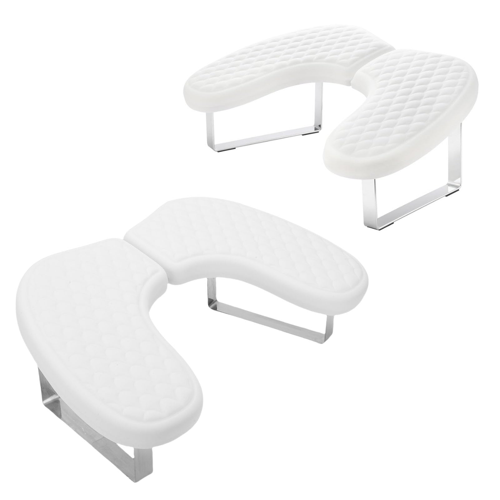 Podpórka Pod paznokieć w Kształcie Litery U z Uchwytem na Telefon do Precyzyjnego Manicure Biała Skóra PU (WHITE)