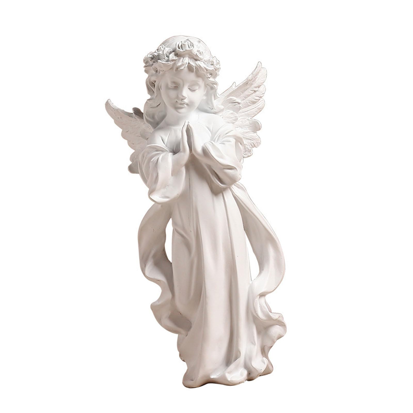 ZBIianxer Resins Little Cherub Girl Statue Artistic Desk Decors Nordic Styles Praying Sculpture with Wing Religious Gift Girl Resins Sculpture