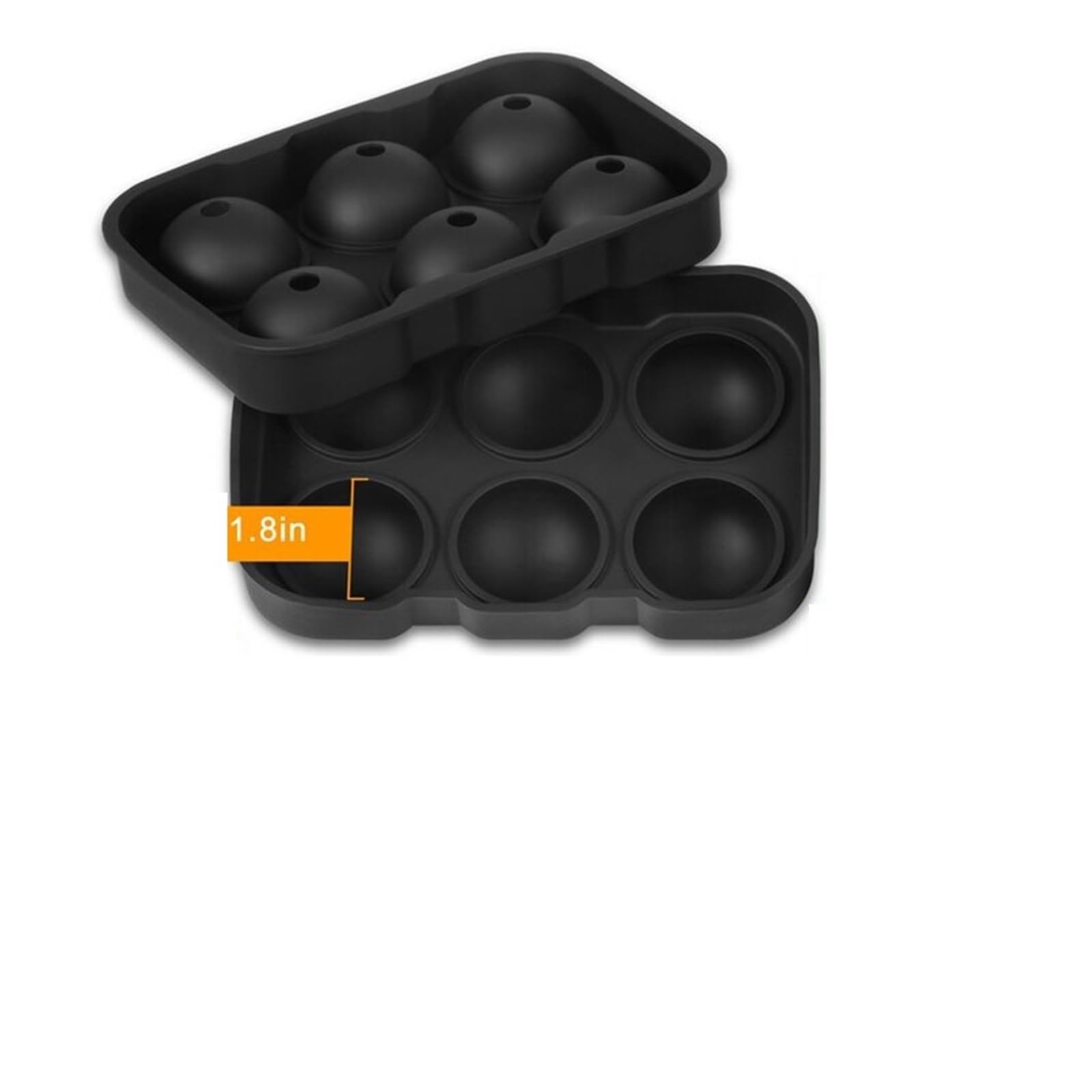 Vassoio per cubetti di Ghiaccio Vassoi in Silicone Sphere Ball Maker con Coperchio per Whisky e Cocktail Bourbon Riutilizzabile e Senza BPA (Color : Black 6 Holes)