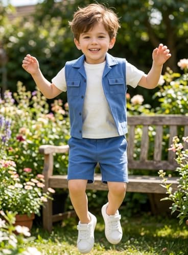 Image of 3BROS Kids Cotton Shirt Shorts Set for Boys Kids Clothing /Boys Clothing Set (Party /Festive) Wear