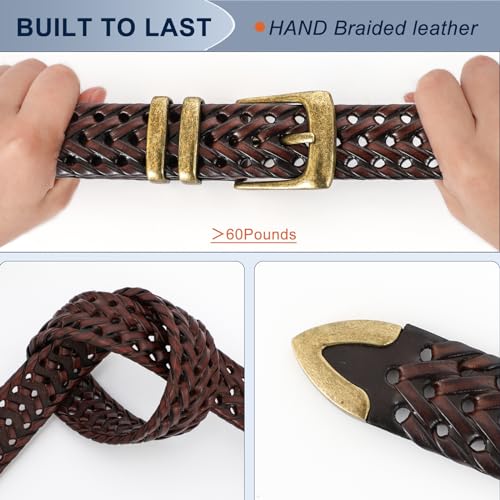 Braided Genuine Leather Belt – Handwoven Style for Golf, Jeans, or Casual Wear4