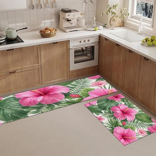Tapis de cuisine grand format lavable set de 2 tapis imprimé végétal pour entrée
