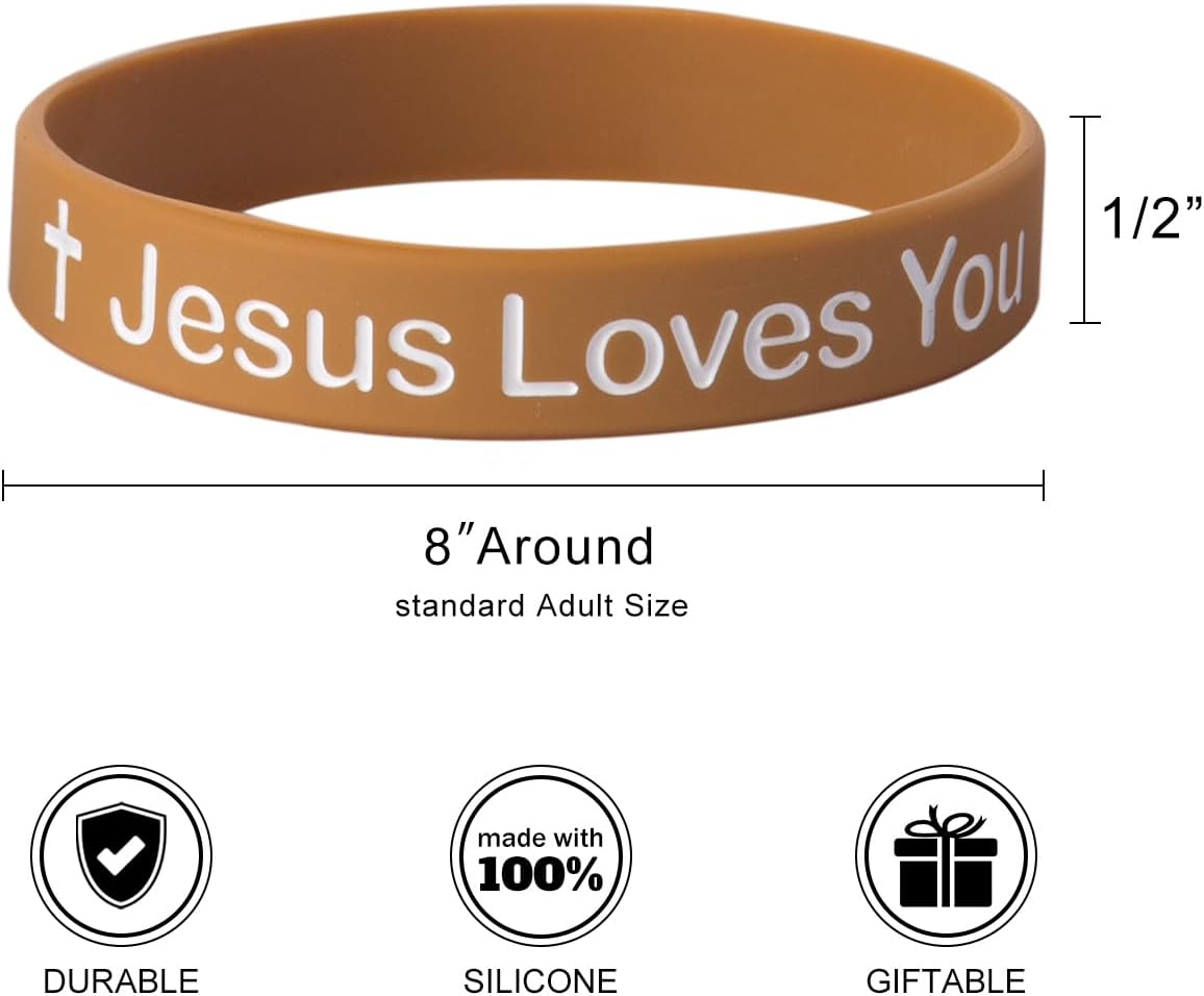 Jesus Loves You Silicone Wristbands Christian Jesus Bracelet For Men Women Party Favors Adults Multicolored