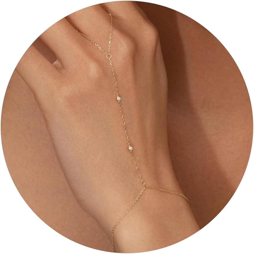 Gold Bracelets for Women Trendy,14K Gold Plated Dainty Stackable Paperclip Cuban Link Chain Bracelets, Simple Cute Cuff Bracelets Jewelry Set Adjustable 7"+2"
