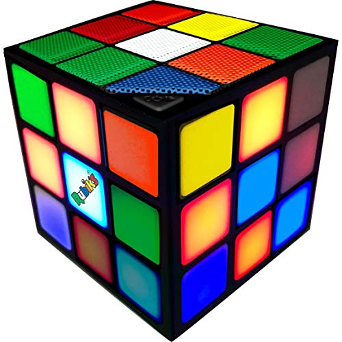 Rubik's Cube Portable Bluetooth Speaker w/Built-in Microphone, Loud Stereo Sound Flashes to Music Beats, 26' Bluetooth Range, Wireless Speaker for iPhone, Google, Huawei, Samsung and More