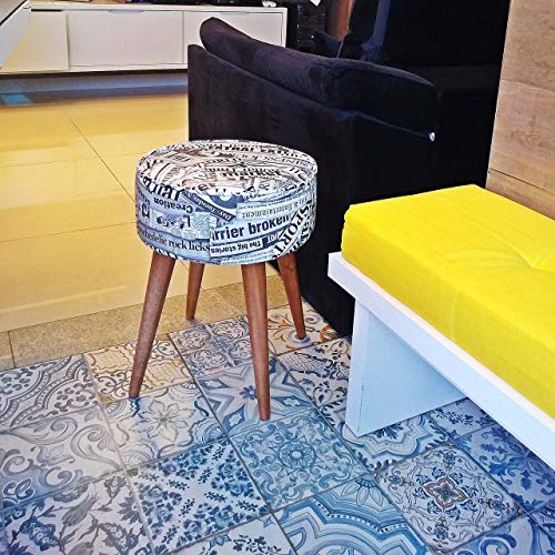 Puff Decorativo Estampado com Pés Palito