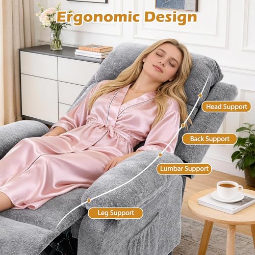 Image of Korser Recliner Chair, Living Room Chairs for Adults, Padded Deep Seat Reading Chair with Side Pockets, Small Recliners for Small Spaces, Lounge Chair for Living Room, Bedroom, and RV (Chenille)