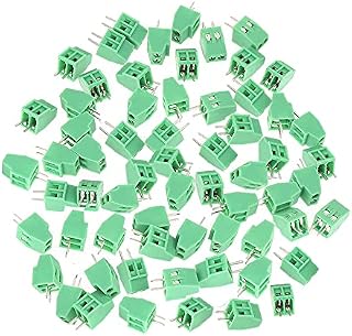 50 PCS PCB Screw Terminal Block Universal 2-Pin 5 mm Pitch PCB Mount Screw Connector Green