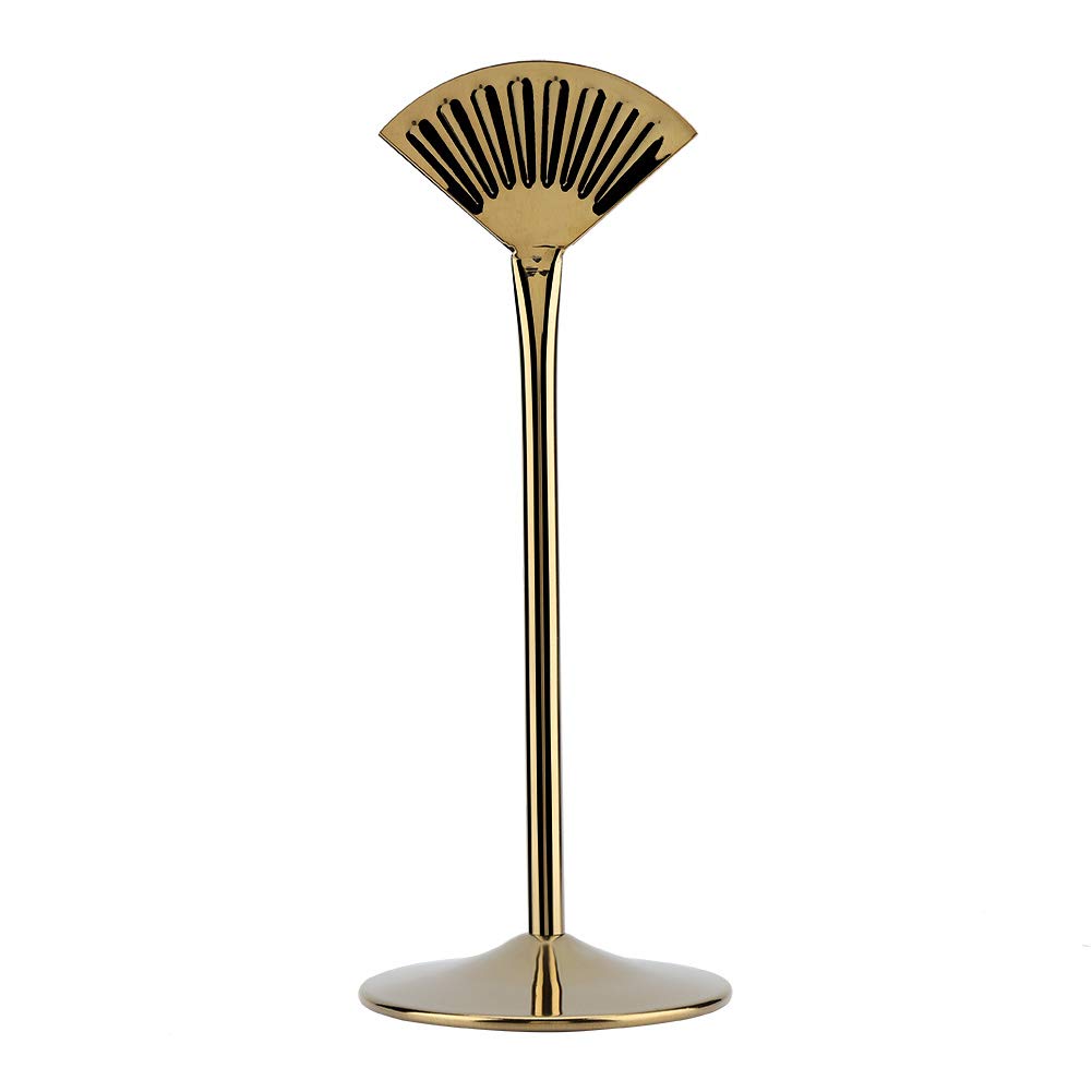 Sunicon Stainless Steel Table Number Holder Stands Stable Base Fan Shaped Menu Card Holder for Wedding Birthday Party Decor Events (Gold 10 inches)