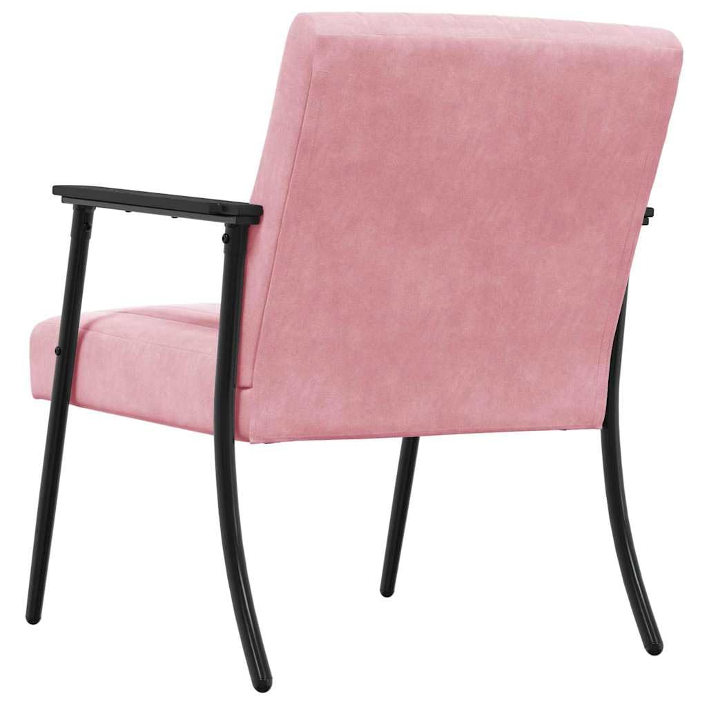 Fotel różowy, aksamitny fotel tapicerowany, krzesło do salonu z oparciem i podłokietnikami, ergonomiczny fotel wypoczynkowy, 59 x 75 x 78 cm