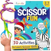 Funcils Toddler Scissor Skills - Art Supplies & Crafts Kit for Kids, Safety Scissors, Fine Motor Toys, Montessori Gifts for Boys & Girls Ages 3, 4, 5, 6, 7 Year Old, Preschool Learning Activity Books