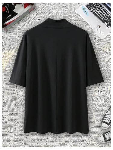 OYOANGLE Men's Draped Front Ruched Short Sleeve T Shirt Loose Fit Summer Trendy Tee Top Streetwear2