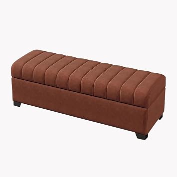 Storage Bench, Storage Bench for Bedroom with Padded Seat, Velvet Upholstered Entryway Bench, for Bedroom, Living RoomBrown,55.1in/140cm