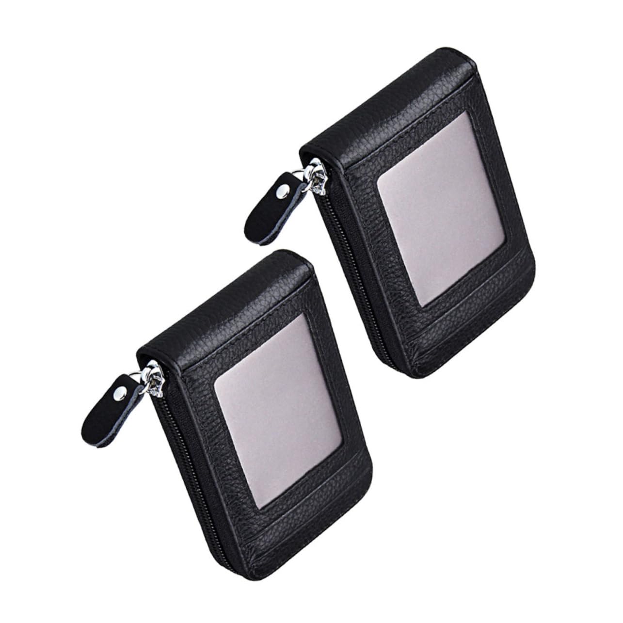 Happyyami 2pcs Blocking Card Holder for Women Men Credit Card Wallet Compact Multi-Card Organizer Zipper Slim Business Card Case