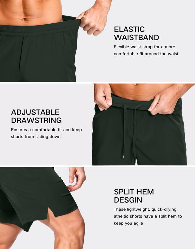 Image of GGJ Men's Lightweight Athletic Shorts with 2 Zipper Pockets 7 inch /9 inch /5 inch Gym Workout Running Quick Dry Tennis Shorts for Men