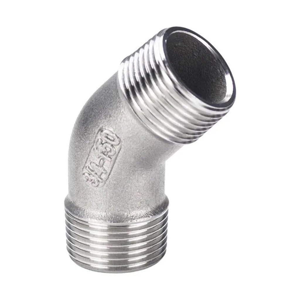 accesorios de conexión de tubería, Codo de acero inoxidable de 45 grados y 90 grados, 1/4 "3/8" 1/2 "3/4" 1 "1-1/4" conector acodado roscado macho-hembra accesorio de tubería 304,(1.25 Inch 45 Male T