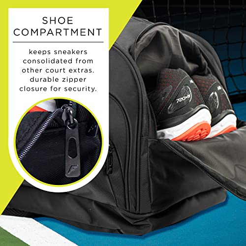 Franklin Sports Pickleball Backpack + Duffle Bag - Elite Series Pickleball Bag For Paddles, Pickleballs + Equipment - Hybrid Backpack + Duffle Bag Design - Pickleball Bag For Men + Women - Black #TOP7